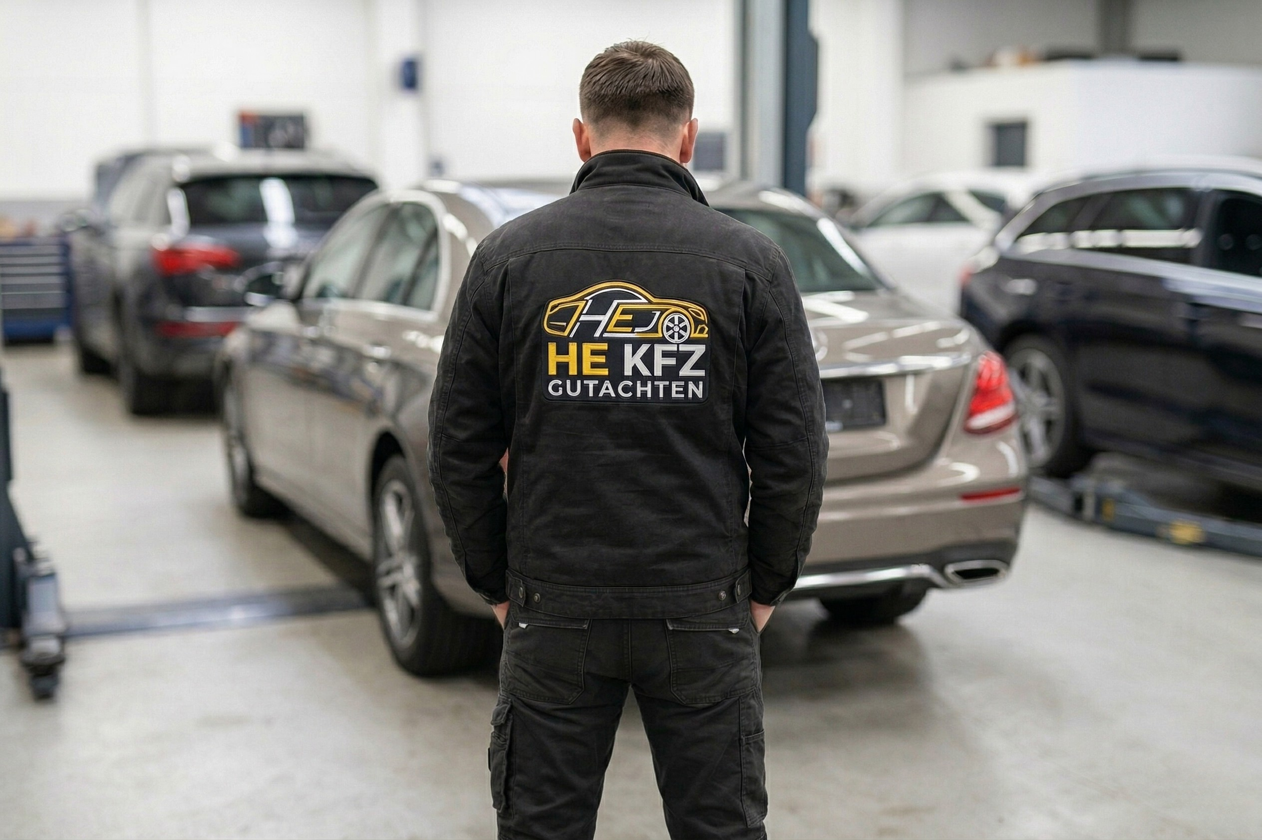 HE Kfz Gutachten – Sachverständiger bei der Arbeit